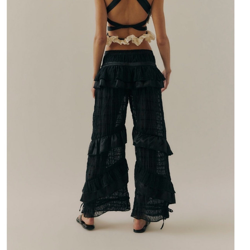 Free People Belle Ruffle Pants in Black Size XS NWT - Picture 2 of 13